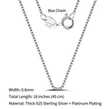 S925 sterling silver 0.6mm box chain necklace with Italy hallmark 45cm 18 inches - Box Chain / 0.6mm/45cm
