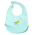 Mint green silicone baby bib with banana print and adjustable neck buckle - Banana - Tiffany Blue