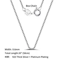 925 Sterling silver box chain necklace, 0.6mm width, 20 inch length in silver finish - Box Chain / 0.6mm/50cm