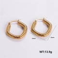 24mm gold-plated stainless steel twisted hoop earrings with chunky woven texture - Thick Twisted Texture Earrings (AMLEH135)