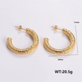 31mm gold chunky hoop earrings with irregular hammered lava texture in 304 stainless steel - Large Lava Texture Hoops (AMLEH147)