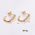 Elegant gold-plated U-shaped earrings with five round white pearls, size 17mm x 19mm - U-Shaped Five Pearl Earrings (AMLEH105)