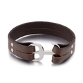 Pulsera náutica de cuero trenzado marrón oscuro con un cierre de ancla en acero inoxidable - Cuero Marrón Color Acero (KB156756)