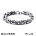 Polished silver stainless steel Byzantine chain bracelet for men with lobster clasp 205x8mm - 8mm Width Byzantine Style (KB126622-Z)