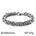 Silver woven titanium steel bracelet for men with lobster clasp, 205x7mm link chain - 7mm Width Byzantine Style (KB126621-Z)