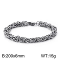 Silver woven titanium steel chain bracelet for men with lobster clasp, 200x6mm size - 6mm Width Byzantine Style (KB126620-Z)