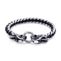 Bracciale drago retrò in acciaio inossidabile con cuoio intrecciato nero e chiusura - Design di Drago (KB101000-BD)
