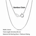Polished S925 sterling silver 0.6mm bamboo chain necklace with 16-inch length - Bamboo Link Chain / 0.6mm/40cm
