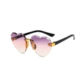 Rimless heart-shaped sunglasses for kids with purple gradient lenses and wave edges - Gradient Purple
