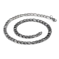 Collier chaîne Figaro vintage en acier inoxydable pour hommes avec finition argentée - Style Fin 450*8mm