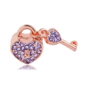 Ciondolo a lucchetto a cuore e chiave in oro rosa con zirconi viola incastonati - Oro Rosa (Zircone Rosa)