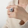 Polished silver teardrop geometric ring in a minimalist stainless steel variant - US 6 / Silver