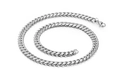 8mm silver-tone stainless steel Cuban link chain with polished finish and lobster clasp - Silver Polished Cuban Link Necklace (KN107598-Z)