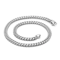 Polished silver stainless steel 8mm Cuban link chain bracelet with lobster clasp - Silver Minimalist Cuban Link Necklace (KN107605-Z)