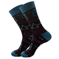 Macro view of black mid-calf socks with science formulas, physics equations and blue accents - Size 38-45 / Math Equation