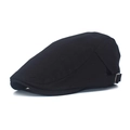 Detail view of cotton beret with adjustable silver metal buckle for custom fit - M(56-58cm) / Black