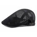 Kids black breathable mesh ivy cap with adjustable metal buckle for summer sun protection - Adjustable (52-55cm) / Black