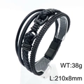 Bracelet multicouche pour homme en cuir tressé noir avec chaîne en métal et fermoir magnétique - Style B Noir (KB147967-KLHQ)