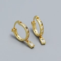 Eleganti cerchi in argento S925 dorato con stella in zircone e pendente rettangolare - Argento 925 / Oro