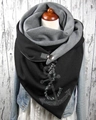 Dual-tone black and grey hooded scarf featuring a rhinestone anchor and metal buckle - 18-Anchor Rhinestone