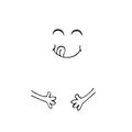Close-up of minimalist black line art cartoon face with smiling expression for fridge decor - AF2598A Winking