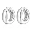 Minimalist thick oval hoop earrings in polished silver stainless steel for women - Chunky Hoop (MS-146) / Steel