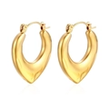 French vintage style chunky heart shaped stainless steel hoop earrings with 18K gold plating - Polished Thick Heart Gold (MS-247)
