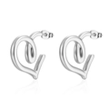 Polished silver heart hoop earrings in stainless steel for women with minimalist style - Hollow Heart Steel (MS-248)