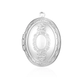 Detailed view of silver oval locket pendant with intricate vintage floral engravings - Vintage Pattern Oval Style