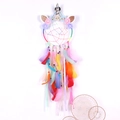 Unicorn dream catcher with colorful feathers and floral decorations for wall decor - MS9017CCD Colorful With Light