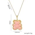 Titanium stalen ketting met roze beer hanger en duidelijke maataanduidingen - Roze Beer (8892)