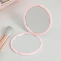 Pink portable foldable round makeup mirror with double-sided design for daily use - Pink