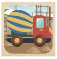 3D wooden puzzle toy featuring a bright red concrete mixer truck for toddler learning - Concrete Mixer