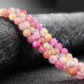 Faceted 4mm natural multicolor agate beads in pink and orange tones for DIY jewelry - Rose Yellow Mixed