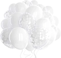 60 pieces white and silver confetti balloon set for elegant wedding party decoration - White/Silver