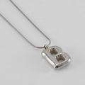 Collana a catena serpente in acciaio inox argento con ciondolo a lettera B bombata - Lettera B [Acciaio]