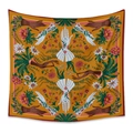 Bohemian mustard yellow tapestry with symmetrical floral and hand illustration patterns - 73X95CM/Brushed Fabric / Ginger Background Floral and Hand Art (GT330014)