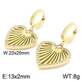Orecchini a cuore traforati placcati oro 18K con zirconi e motivo a raggi di sole - Orecchini a Cuore Cavo (KE105516-KFC) / Oro