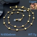Golden heart bead eyewear chain made of copper with anti-lost silicone loops - Gold 3D Heart Style (KSC028-Z)