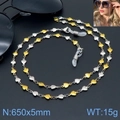 Two-tone heart link glasses chain in gold and silver stainless steel with silicone loops - Gold and Silver Mixed Heart Style (KSC055-Z)