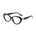 Fashion cat-eye sunglasses for women with black oval frame and golden snake-head metal detail - Black Frame Anti-Blue Light
