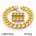 Pulsera para hombre 12mm de acero de titanio dorado tipo serpiente con acabado brillante - 200*12mm / Dorado