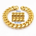 Pulsera de cadena plana de acero de titanio dorado 180mm con acabado pulido y cepillado - 180*12mm / Dorado