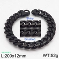 12mm black snake bone chain bracelet for men with shiny and brushed finish options - 200*12mm(KB116428-Z) / Black