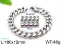 Silver stainless steel snake chain bracelet with brushed and shiny surface finishes - 180*12mm(KB116427-Z) / Steel