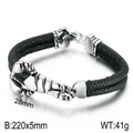 Bracciale da uomo in pelle nera intrecciata con ciondolo scorpione e chiusura in acciaio 316L - Stile Scorpione (KB70657-BD)