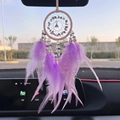 Exquisite purple crystal stone dreamcatcher car rearview mirror charm with feathers - Purple