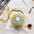 Cute yellow flower shaped mini shoulder bag for kids with blue petal detail - Yellow