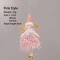 Pink handmade plush angel Christmas ornament with gold wings and 27cm hanging height - Pink Angel Pendant / Pink