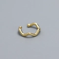 Minimalist gold wavy ear cuff with smooth metallic finish and open hoop design - Wave / Gold